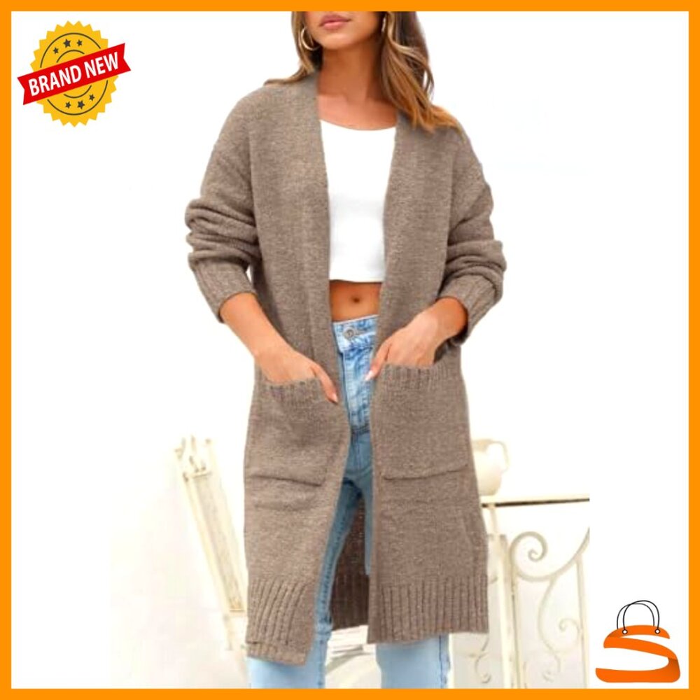 Oversized Knit Cardigan Open Front Long Sleeve Chic Loose Fit Winter Sweater - Picture 3 of 7